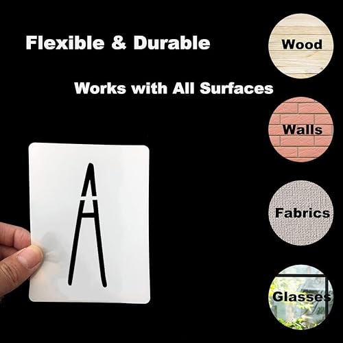 Miniatura 7 de Plantillas de letras del alfabeto de 1 pulgada para pintar paquete de 70 plantillas de letras y números con letreros para pintar sobre madera