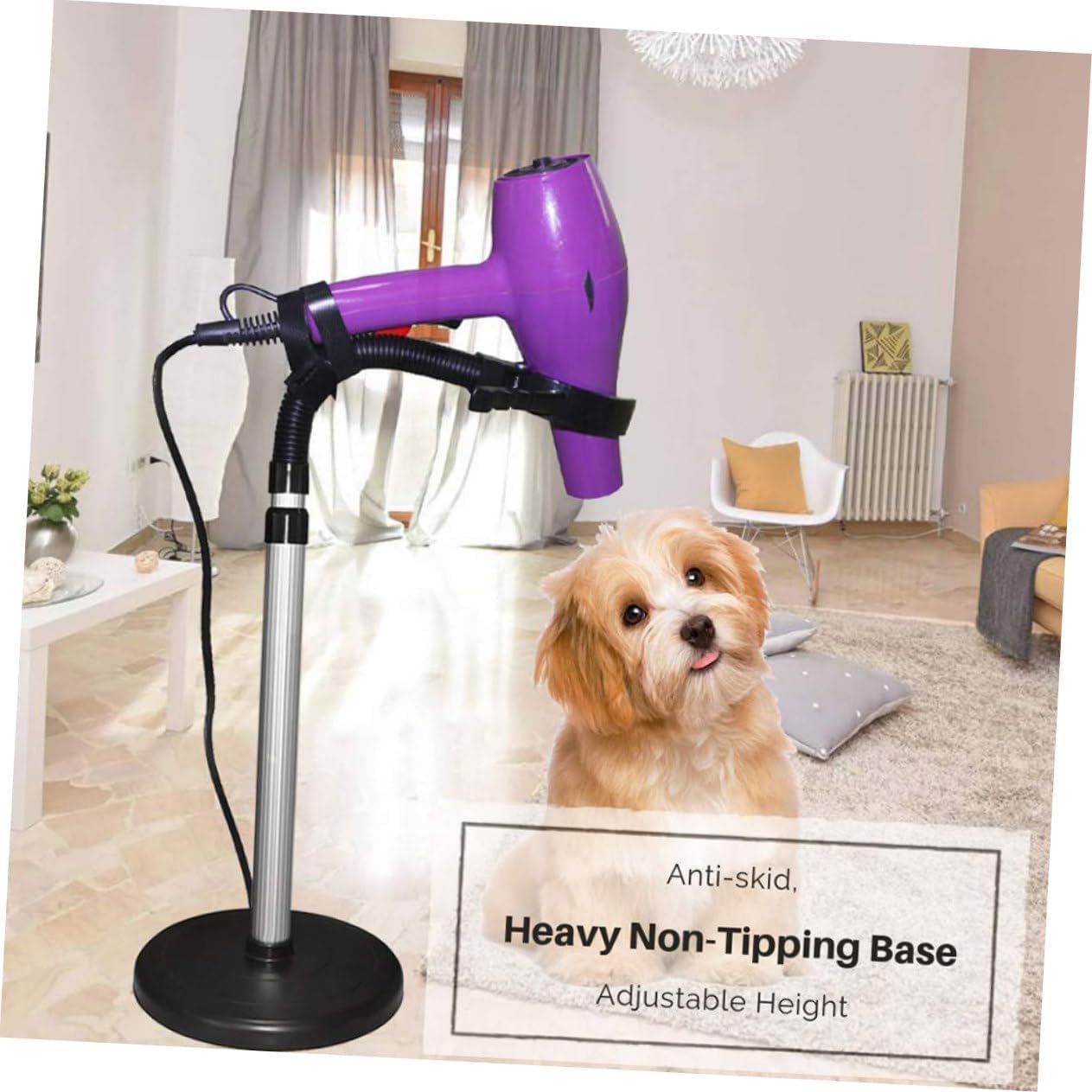 FOMIYES 360degree Rotating Hair Dryer Rack Hands Storage Stand for Salon Home Use Heavy-Duty Suction Base Compatible with All Hair Dryer Models Durable Construction