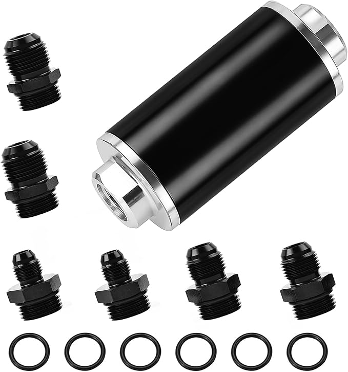 50mm 100 Micron Inline Fuel Filter 6AN 8AN 10AN Aluminum