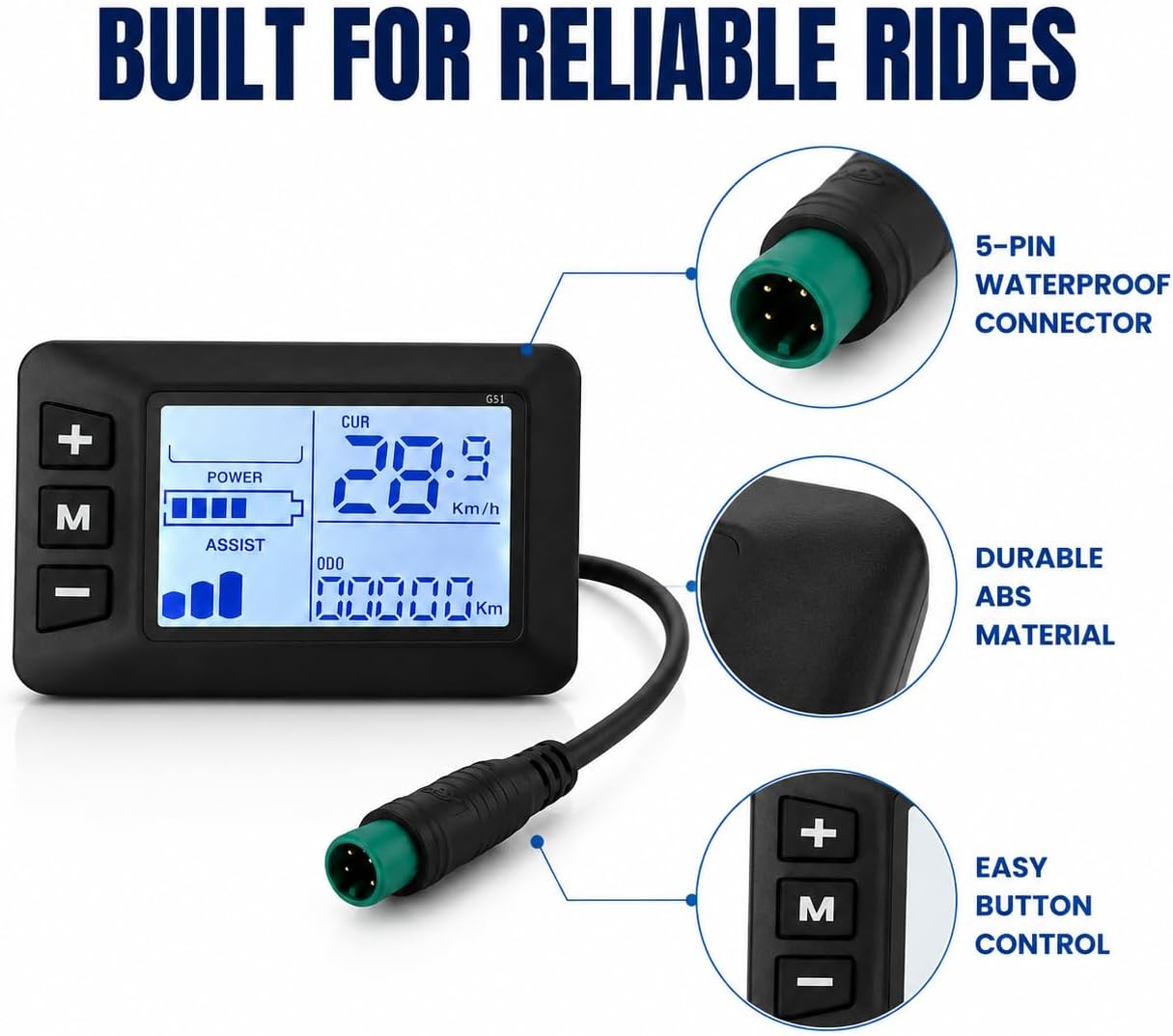 Diyeeni Electric Bike LCD Display, 5 Pin E Scooter M5 Panel Meter Screen, Water Proof LCD Display Control Panel for Electric Scooter Electric Bike Modification (No. 2 Protocol) image 5