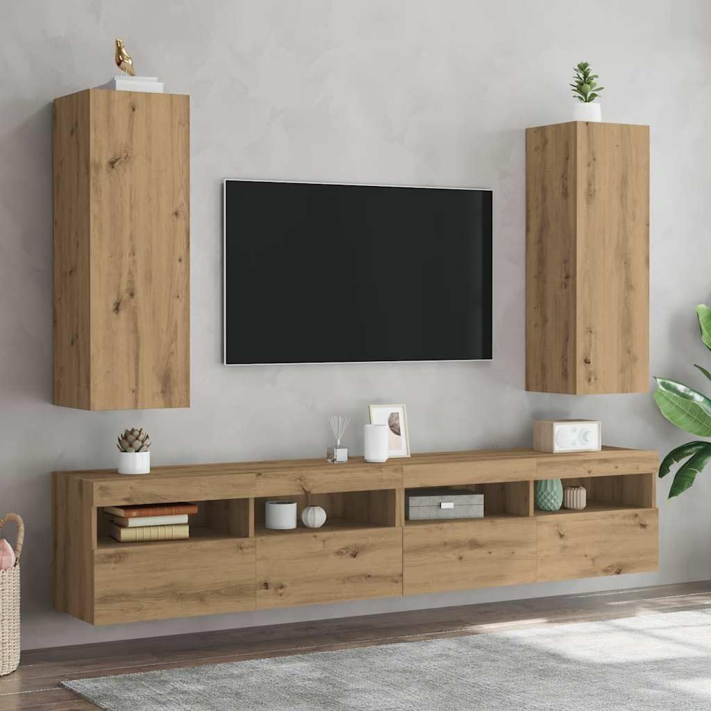 Générique 2-drzwiowa szafka pod telewizor ścienna drewno inżynieryjne 30,5x30x90cm