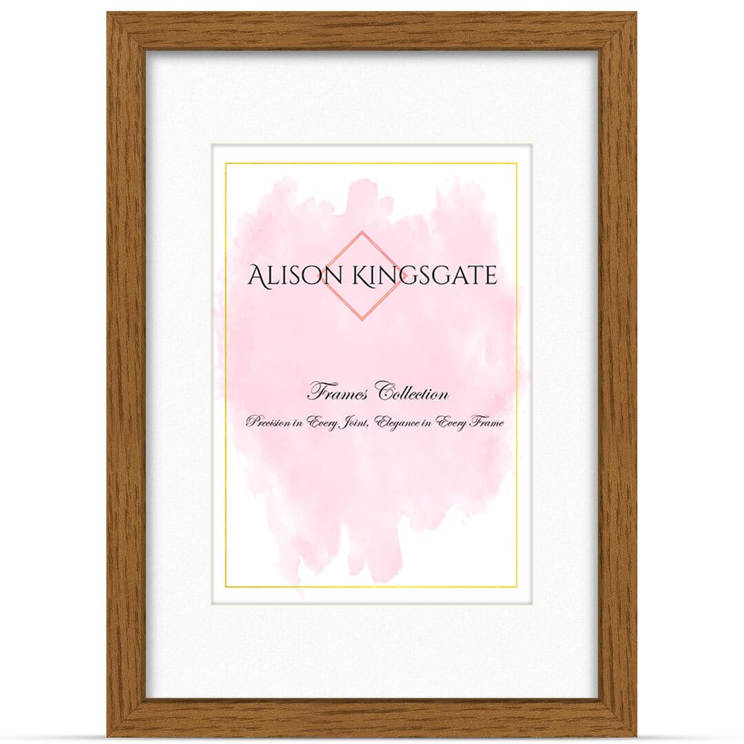 Alison Kingsgate A2 Oak Picture Frame with A3 Mount - Engineered Wood Photo Frame with Precision Cut Cardboard Mount - Ideal for Posters -Sizes & Colours Available — image 1