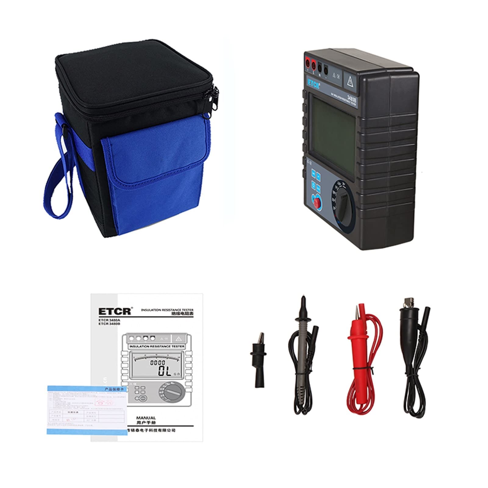 Probador de resistencia al suelo la tierra ETCR3480B 5000V, 0.1 MO ~ 400GO, AC 0V-750V a aislamiento,Amplia compatibilidad(ETCR3480B)