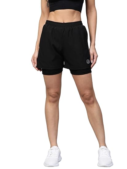 Double Layered Sports Gym Workout Running Shorts for Women