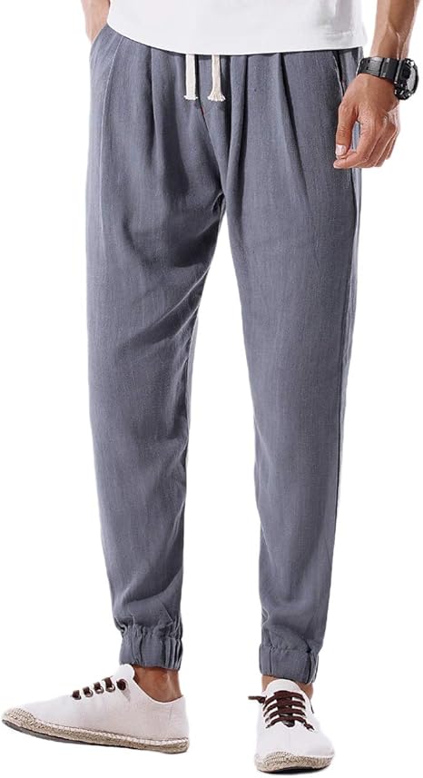 Amazon 麻ズボン メンズ ワイドパンツ ズボン カジュアルパンツ 無地 裾リブ 涼しい チノパン 大きいサイズ スウェット ポケット付け 春夏 快適 ロングパンツ 通販