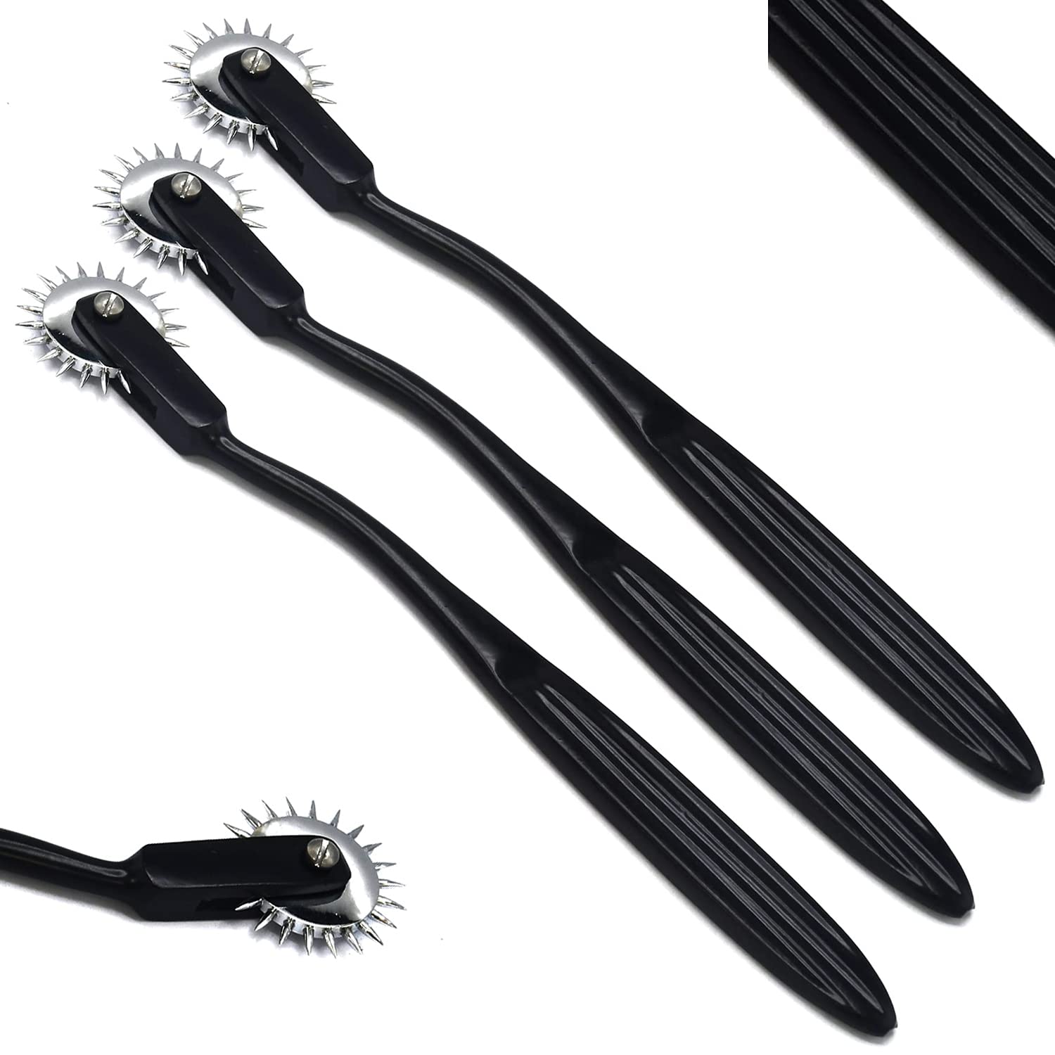 WellnessD'Light - Set of 3 Pcs Wartenberg Neuro Pinwheel Stainless Steel Diagnostic Instrument Pin Wheel.1 Round, Black Coated Wartenberg Neurological Pinwheel