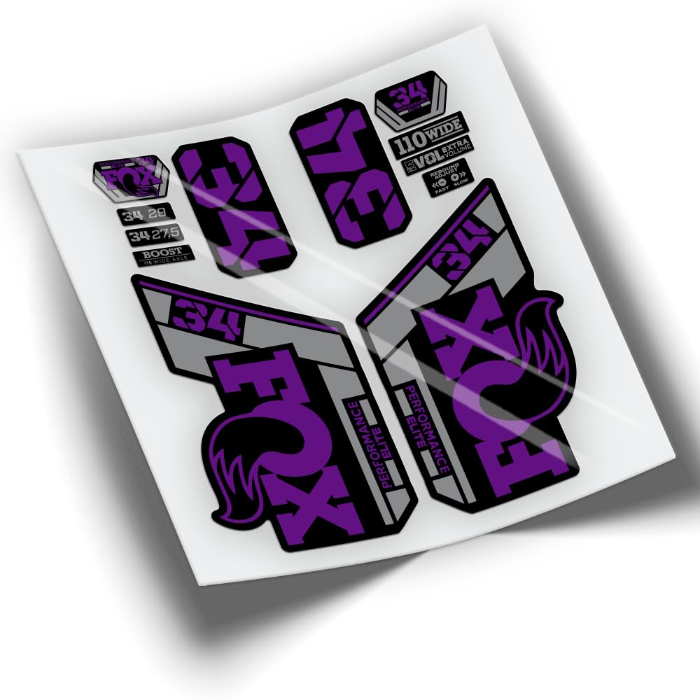 REF:VP418 Stickers compatible with FOX 34 ELITE fork 2021-2025 BICOLOR MTB, stickers, stickers, stickers, vinyls for mountain bikes. (Purple)