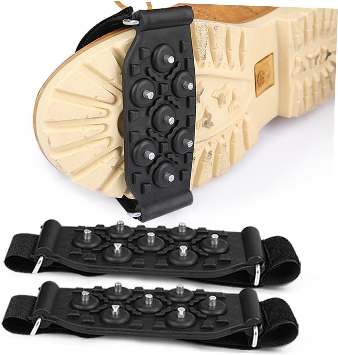Adjustable 7-Tooth Ice Grippers for Shoes Non-Slip Climbing Spikes Portable Snow Crampons for Mountaineering Outdoor Travel and Hiking