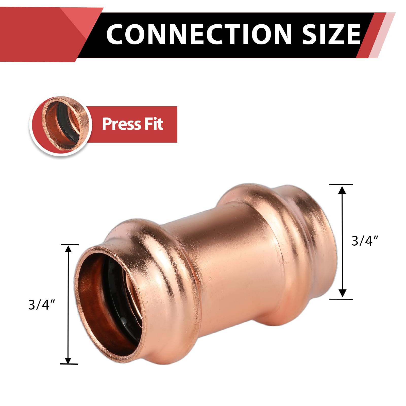 10-Pack 3/4" Press Couplings – Lead-Free Brass Press Fit Fittings By XFITTING