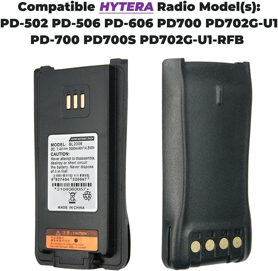 BL2008 BL2503 BL2006 HYT Battery 2000mAh Replacement Battery for HYTERA DMR PD-702 PD506 PD606 PD700 PD780 PD782 Portable Two Way Radio Battery(10 Pack) : Electronics