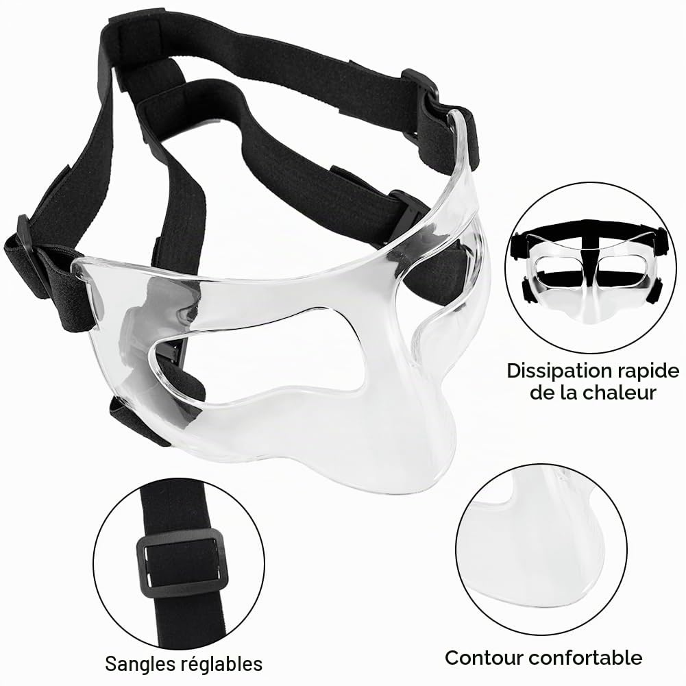 Masque nasal pour le nez cassé, protection du visage réglable avec rembourrage, protection du visage pour le volleyball, le football, le sport, l'entraînement, masque facial pour adulte, unisexe