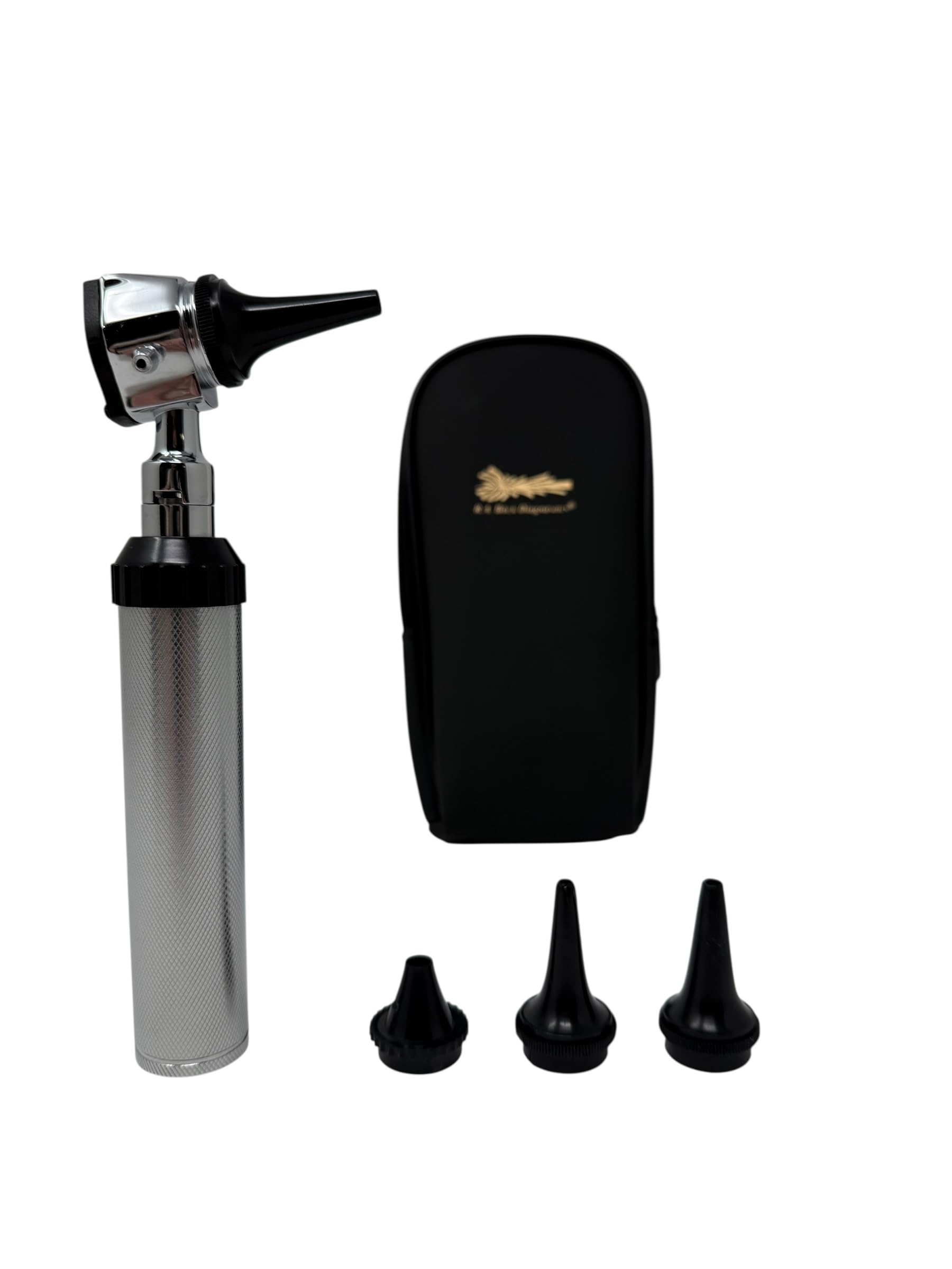 RA Bock - Set otoscopio LED bianco brillante da 3,2 V, include adattatore specula usa e getta e custodia in pelle riutilizzabile Specula Plus in 3 misure