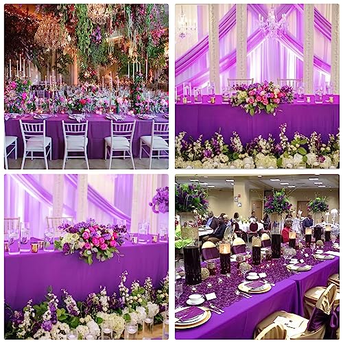 Image of 4 Pack Rectangle Tablecloth 60x102 Inch Purple Washable Polyester Table Cover for Wedding Dining Table Buffet Parties Banquet Decoration(Purple)