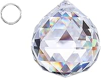 Vista 1 de HDCRYSTALGIFTS - Lámpara Feng Shui de bola de cristal de vidrio transparente con prisma de atrapasoles, colgante de gota, parte de araña (50 mm)