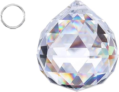 HDCRYSTALGIFTS - Lámpara Feng Shui de bola de cristal de vidrio transparente con prisma de atrapasoles, colgante de gota, parte de araña (50 mm)