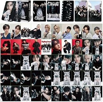KPOPBP SKZ Giant Album Photocards 55 PCS Lomo Card Set Bundle with 50 PCS Photocard Sleeves Gift for SKZ Boys and Girls