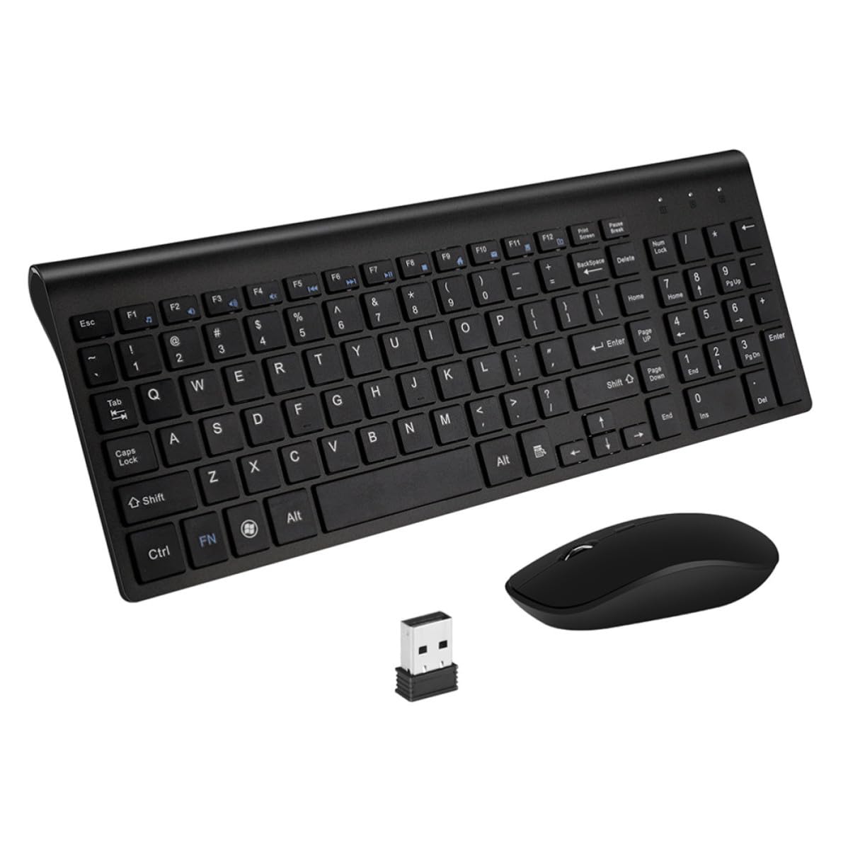 Tastiera e Mouse Wireless 2.4ghz in Abs, Nero, Silenziosi