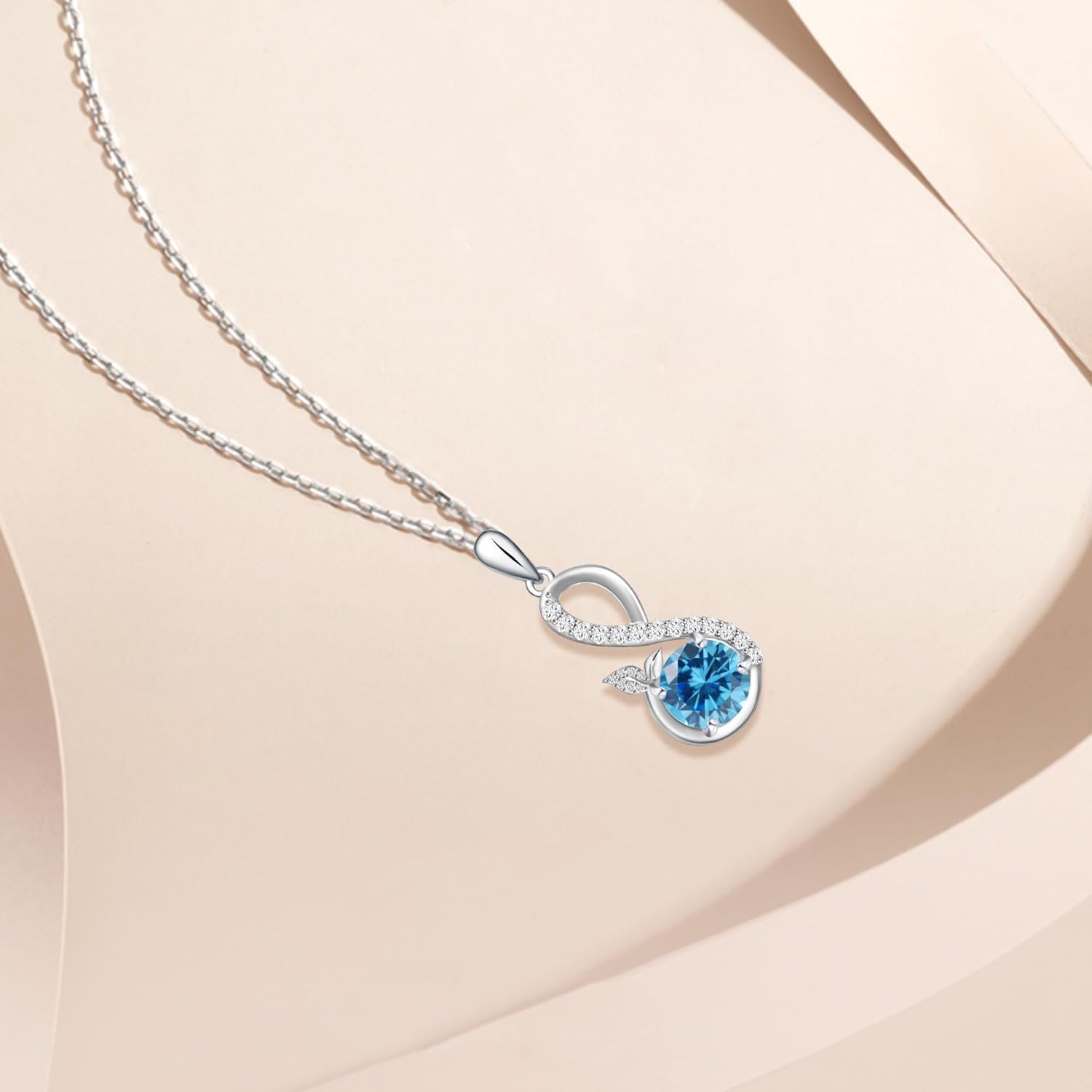 Infinity Necklaces for Women Sterling Silver Infinity Pendant Necklaces Aquamarine Necklace Infinity Jewelry - Image 3