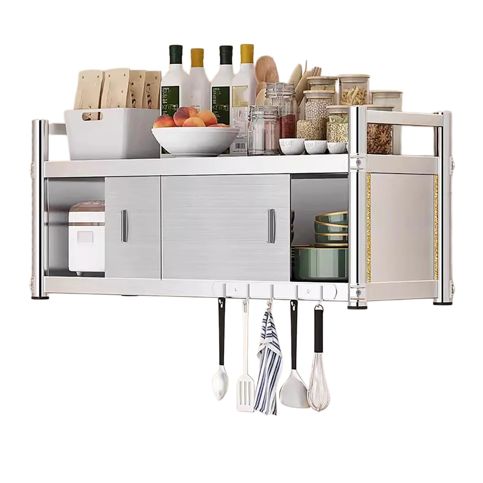 Gabinete de cocina de acero cepillado montado en la pared 304 inless con puertas correderas para baño, Ga y Reurant Sto (35.4in x13.8in x19.7in)