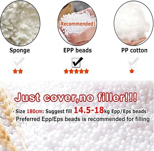 Miniatura 16 de Puf gigante de 7 pies, funda de puf de piel gigante, puf de almacenamiento, silla de puf de piel suave y esponjosa, portátil, para sala de estar,