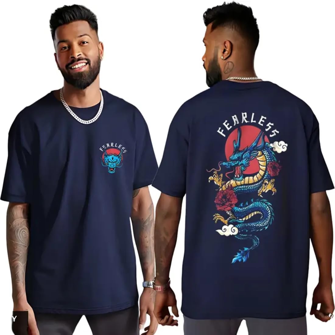 Graphic Print Cotton Round Neck Oversized Fit Solid Half Sleeve T-Shirt for Men & Boys-picture-26