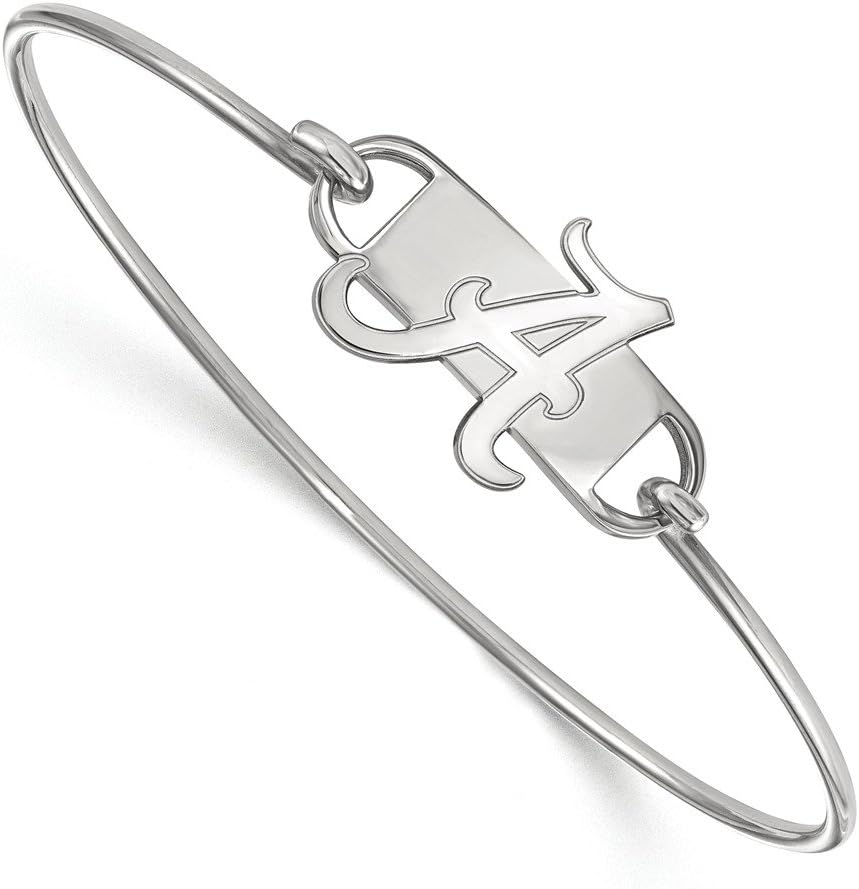 LogoArt Sterling Silver University Of Alabama Small Ctr Wire Bangle