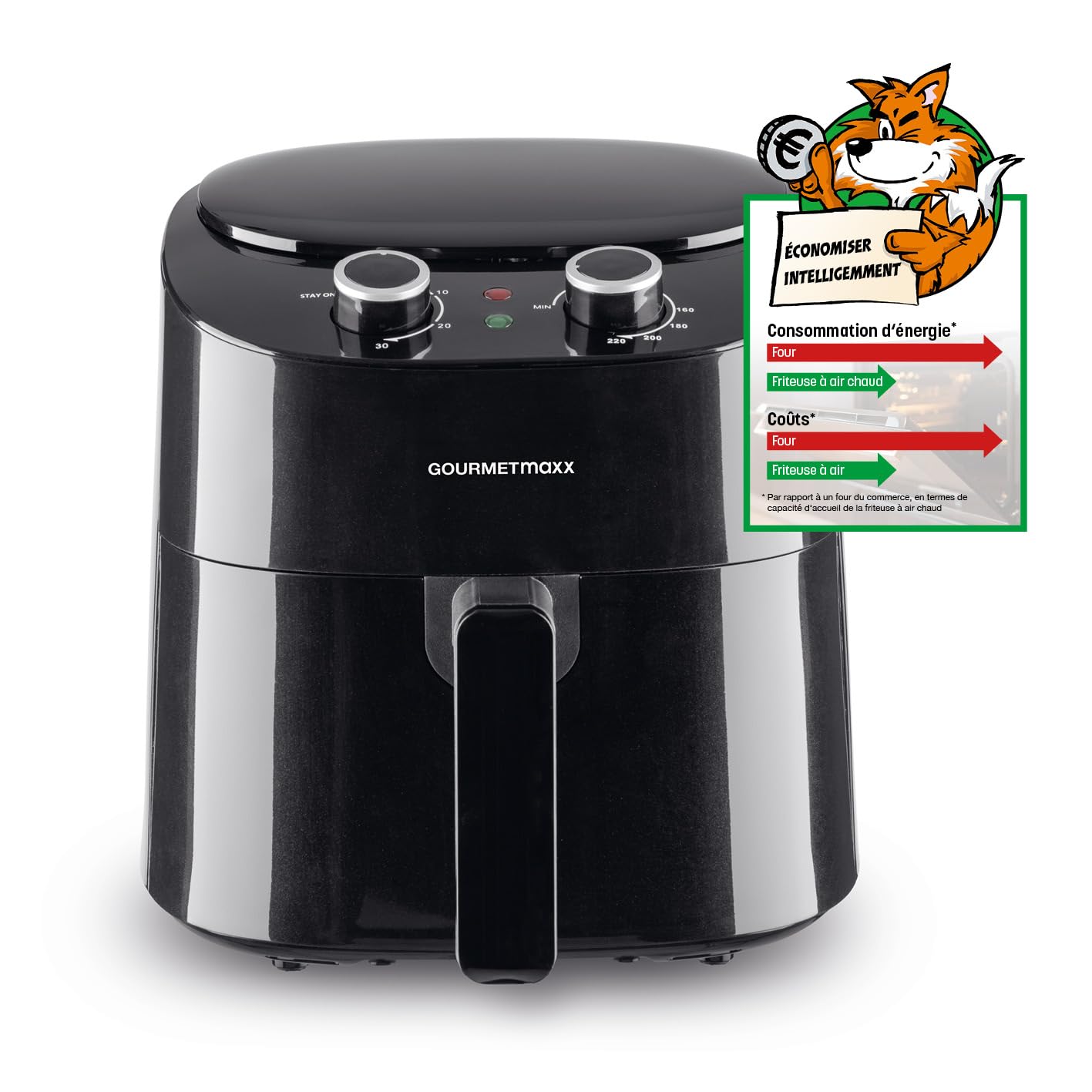 Airfryer GOURMETmaxx 4,5L : friteuse à air chaud 1400W noire