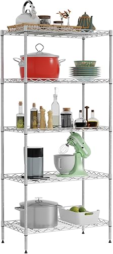 Miniatura 17 de Estantes de almacenamiento con marco de metal, estantería de alambre de 5 niveles, estante de almacenamiento certificado NSF, estante de