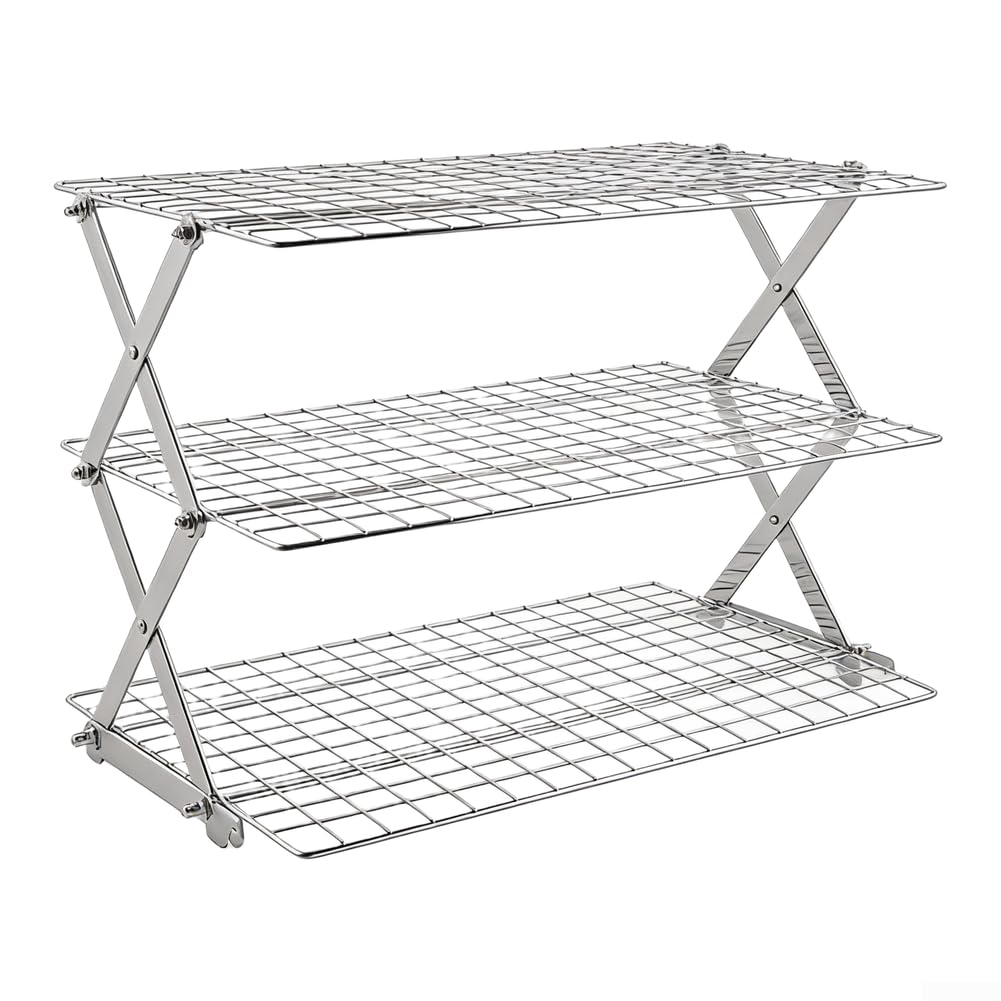 Scaffale da cucina, in ferro a 5 livelli, organizer pieghevole per spezie, multiuso, design robusto e salvaspazio, per gli appassionati di cottura in casa (argento 3 strati)