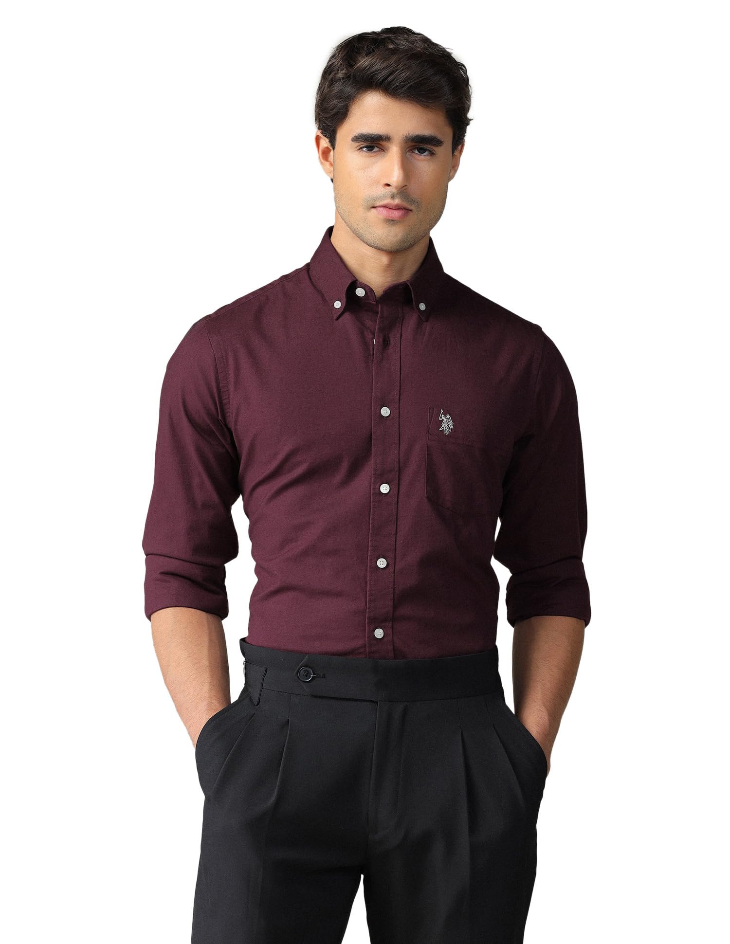 u.s. polo assn. Solid Tailored Fit Cotton Shirts for Men - 100% Cotton, Full Sleeve Mens Casual Shirts-picture-12