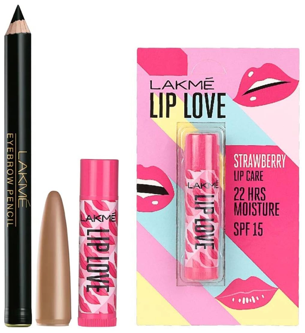LAKMÉ Lip Love Sheer Chapstick, Strawberry, 4.5G & Lakme Eyebrow Pencil, Black, 1.2G-picture-15