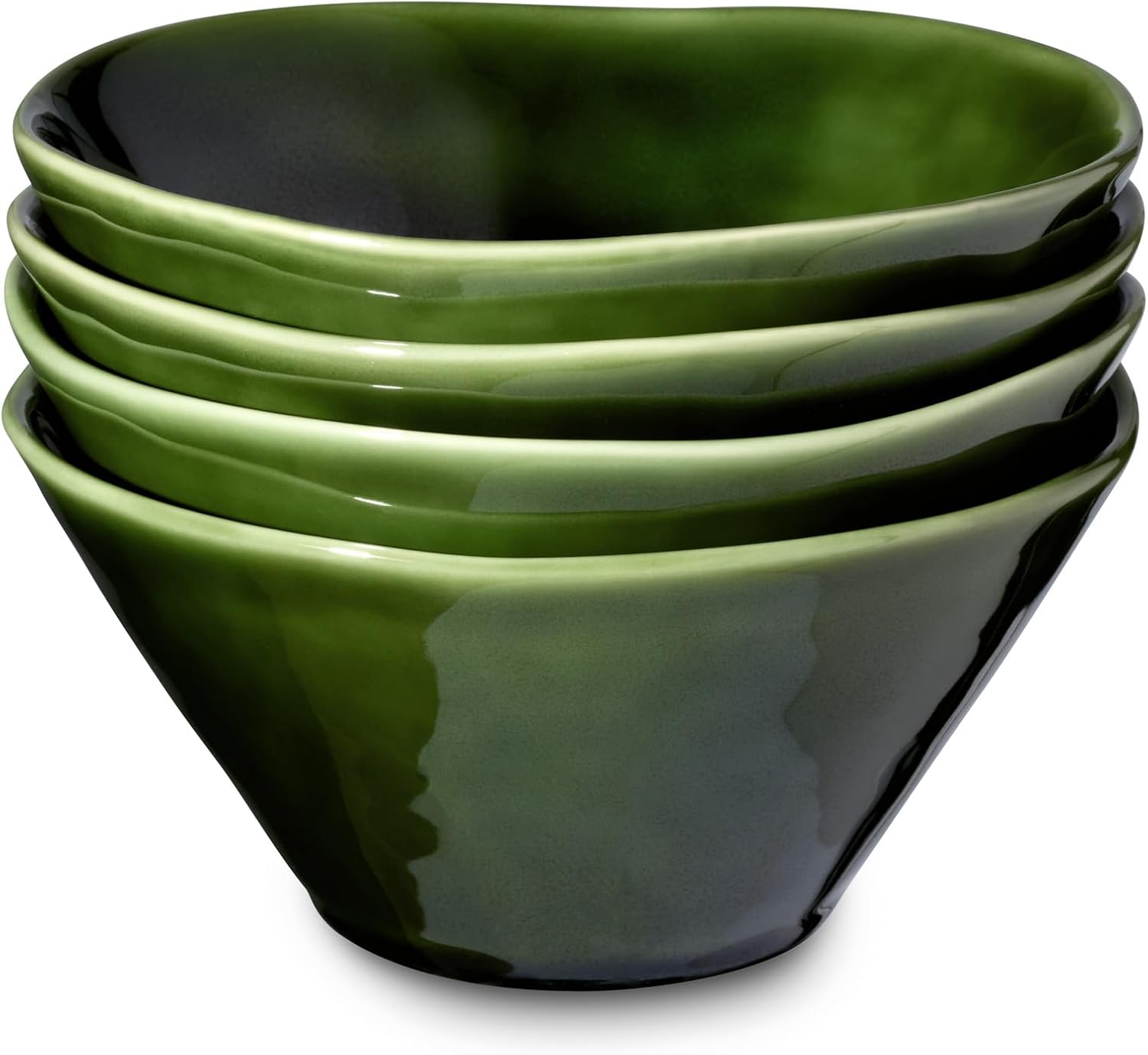 Verde 22-Ounce Stoneware Ice Cream Bowl Set of 4 - Rich Green Hue, Ideal for Desserts, Snacks, or Cereal, Complements Olivia Collection Perfectly