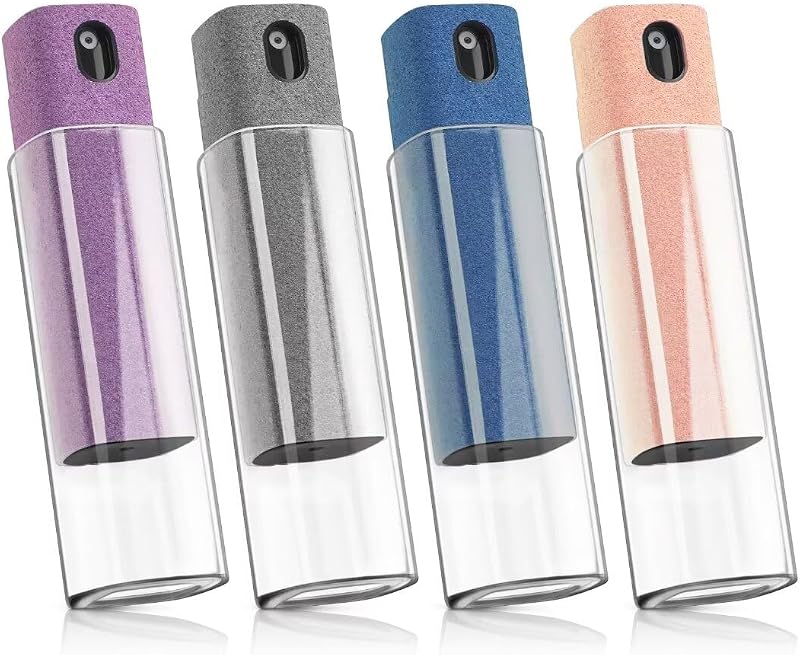 4 Pack Screen Cleaner 10ml for Phone iPad Computer Car Screen TV Screen | 3-In-1 Integrated Design, Abs Protective Shell, Washable Microfiber Cloth, Portable Reusable Fingerprint-Proof Spray Bottle