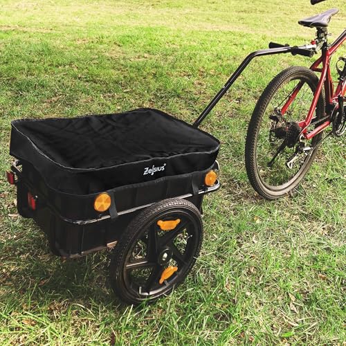 Zelsius Fahrradanhänger Transport | 68 Liter | Transportwagen, Fahrradwagen, Handwagen | Anhänger für Fahrrad, Lastenanhänger mit Kunststoffwanne | Transportanhänger, Transportbox, Radanhänger