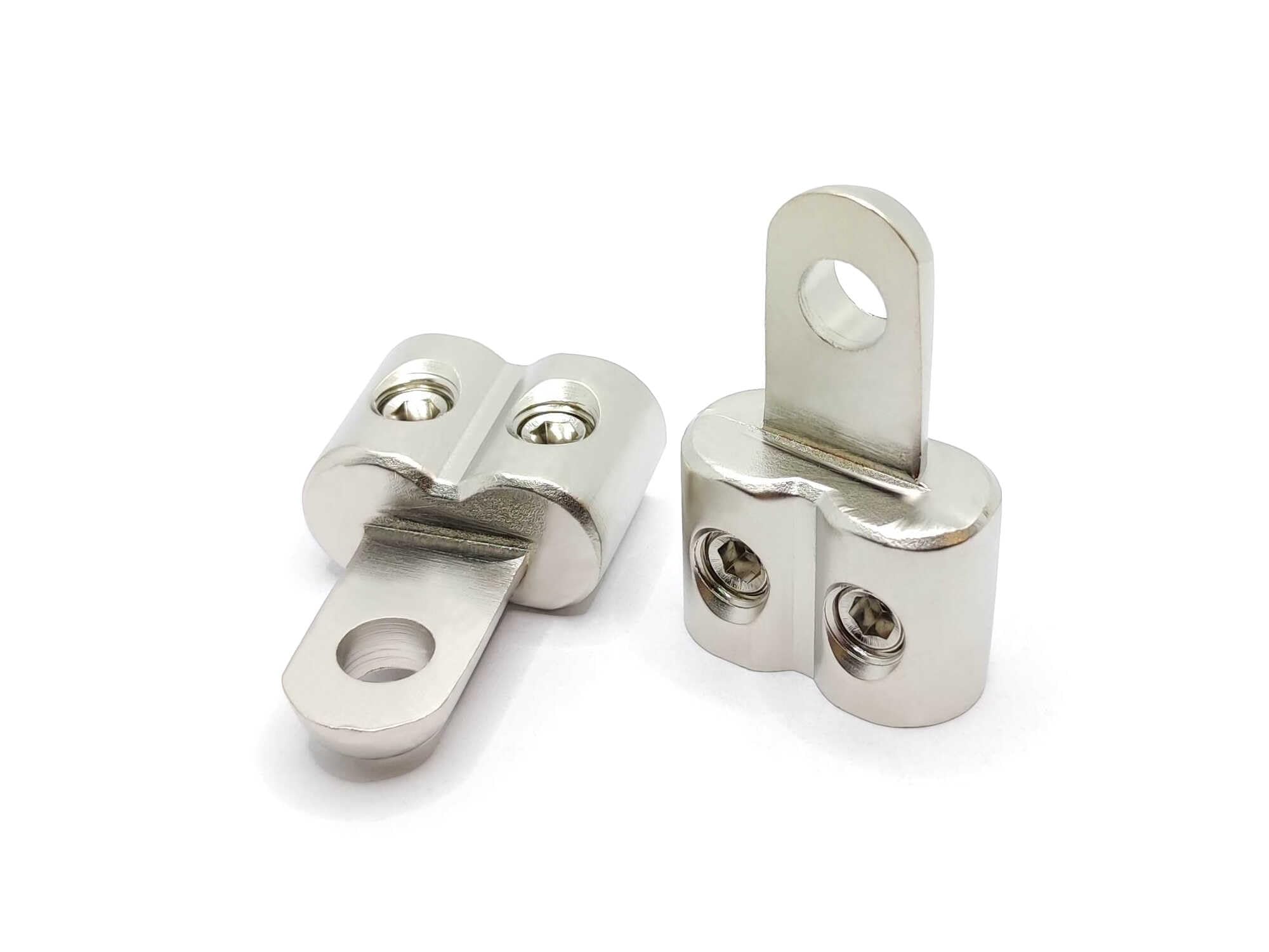 AVANKI Ring Terminal Connector Aluminum Alloy with Nickel Plated Dual 4 to 4 Gauge Wire 2Pcs, Silvery