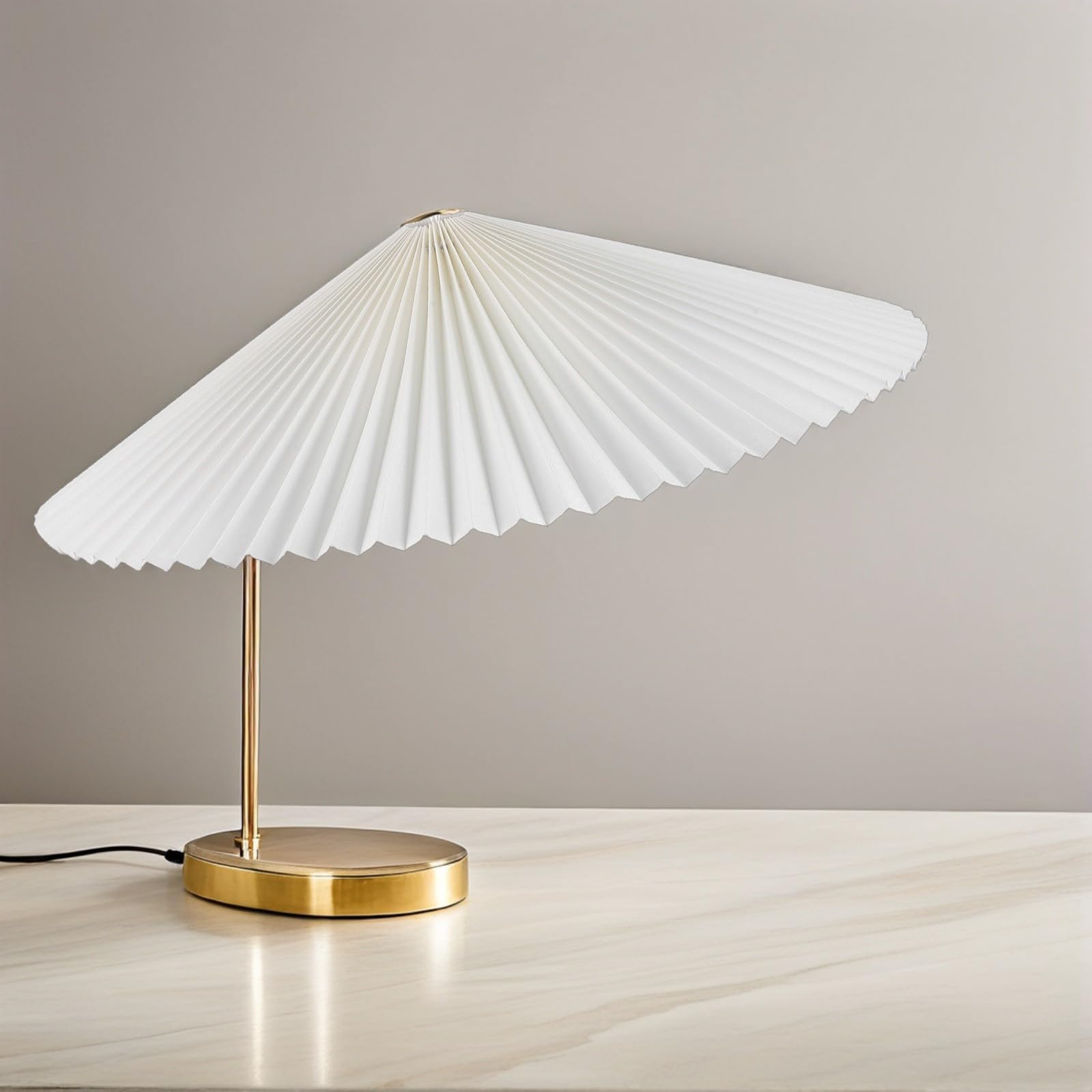 Abat-jour Décoratif en Tissu Beige, Cadre Fer Rotatif 360°