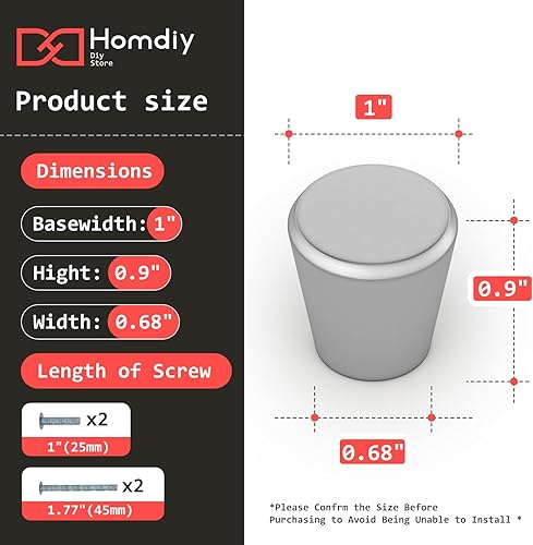 Miniatura 7 de homdiy Paquete de 30 pomos redondos de níquel cepillado para gabinetes de cocina, pomos de tocador de metal para cajones y armarios de escritorio