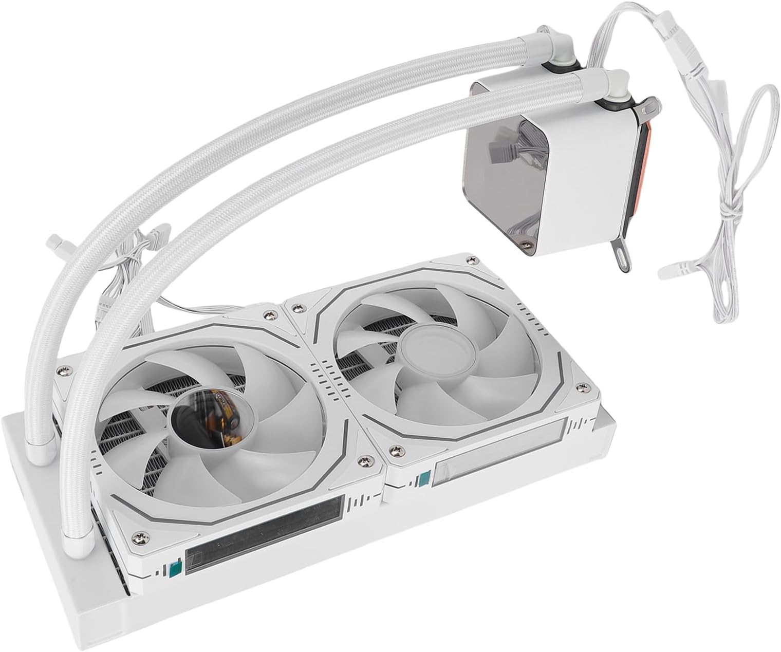ARGB Liquid CPU Cooler, 2.2 Inch LCD Display, Close Loop AIO CPU Water Cooler with 240mm & PWM Dual Fan, Sync RGB Lighting, Fit for LGA1700 AM5 AM4 (White)