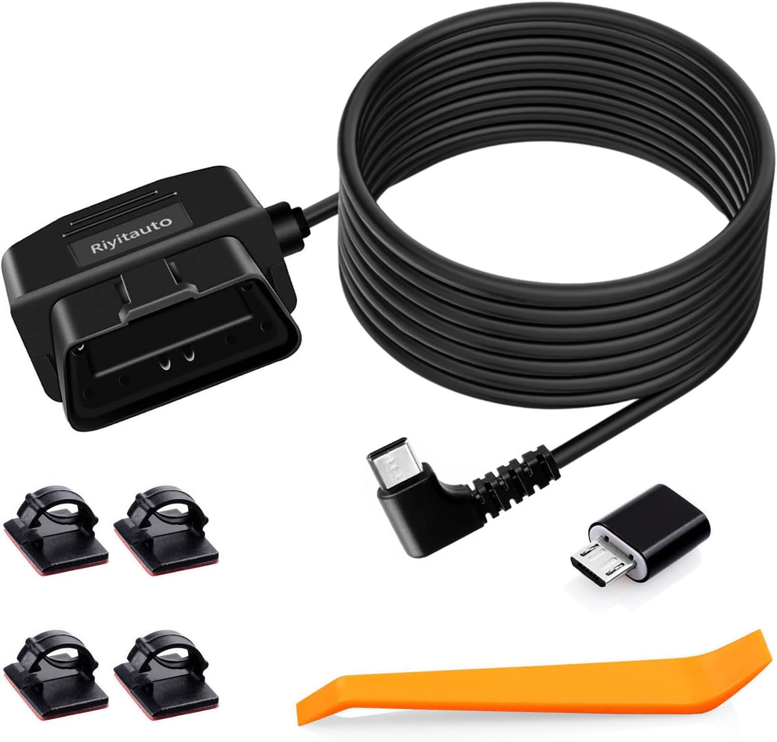 Dash Camera OBD Hardwire Kit OBD Power Cable for Dash Camera USB Type C 12-36V to 5V/3A with Low Voltage Protection 24h Parking Surveillance/Acc Mode fit for Dashcam, GPS or Radar