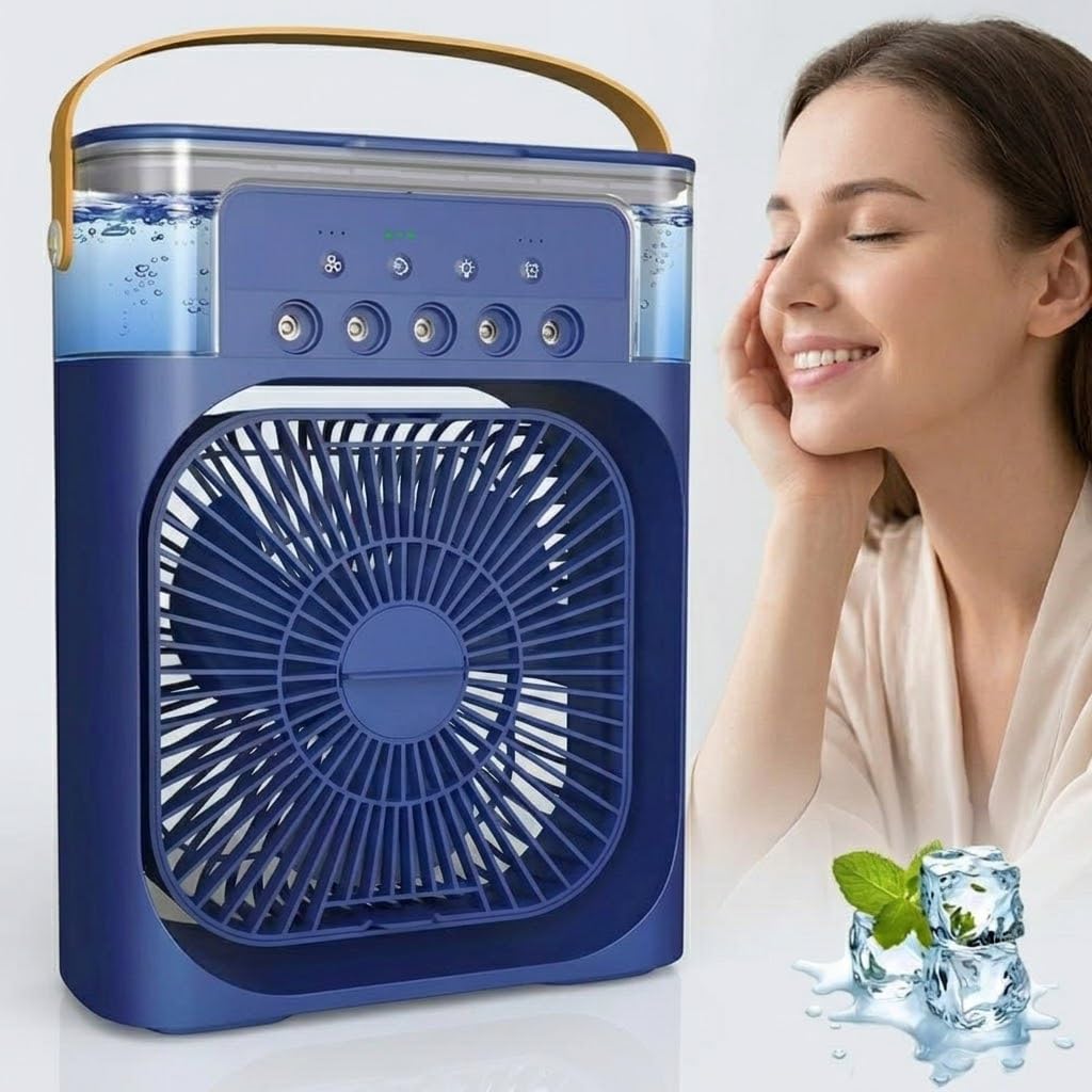 DRUMSTONE Luxurious 5 Year Warranty Portable Mini Air Cooler with Humidifier & Mist Spray 3-Speed Personal Desk Fan 7-Color LED Night Light Timer Function USB Evaporative Cooling Fan for Home & Office-image-28