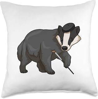 Badger Painter Paintbrush Painting Throw Pillow
