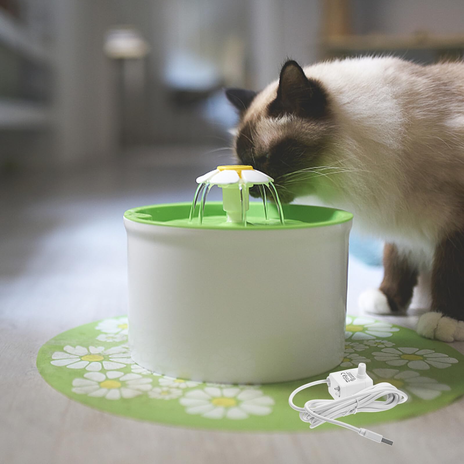 Bomba Fuente Agua para Gatos Silenciosa Ajustable con Luz LED Bomba Sumergible Repuesto Compatible Accesorio Dispensador Mascotas