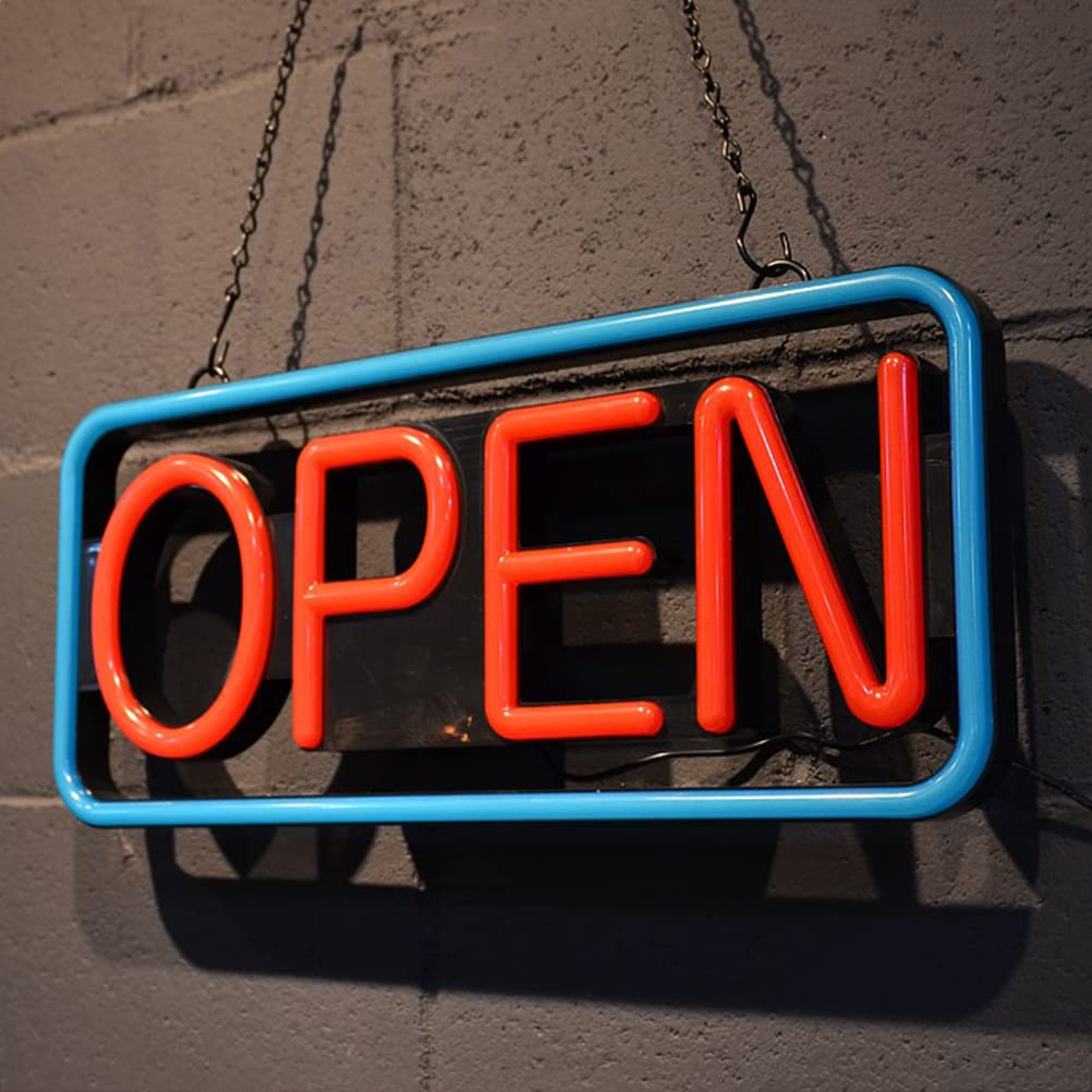 OOWOKS Letrero de luz de neón Open Letreros de neón de Palabra Abierta Cartel publicitario neón Open LED con Control Remoto Luces de neón Colgante Abiertas Luz de neón para Bar Hotel Tienda Cafetería