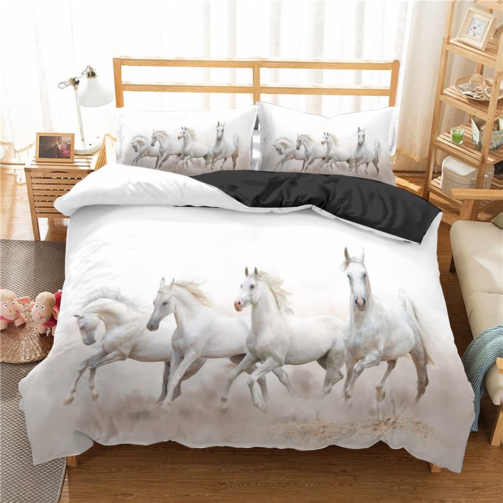 馬具 シーツピローケースセット Amazon｜3D Bedclothesベッドセットランニング馬寝具セット動物布団