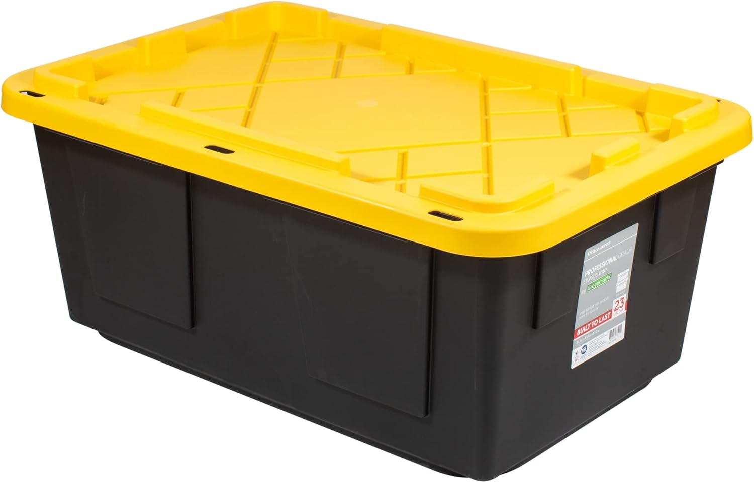 Office Depot® Brand by Greenmade® Professional Storage Totes, 23-Gallon, Black/Yellow, Pack Of 4 Totes