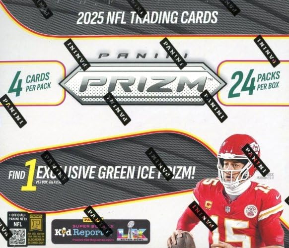 2025 Panini PRIZM Football HUGE Factory Sealed 24 Pack Retail Box with (96) Cards Including EXCLUSIVE GREEN ICE! Look for Rookies of Jaxson Dart Travis Hunter Cam Ward Sanders & Many More!