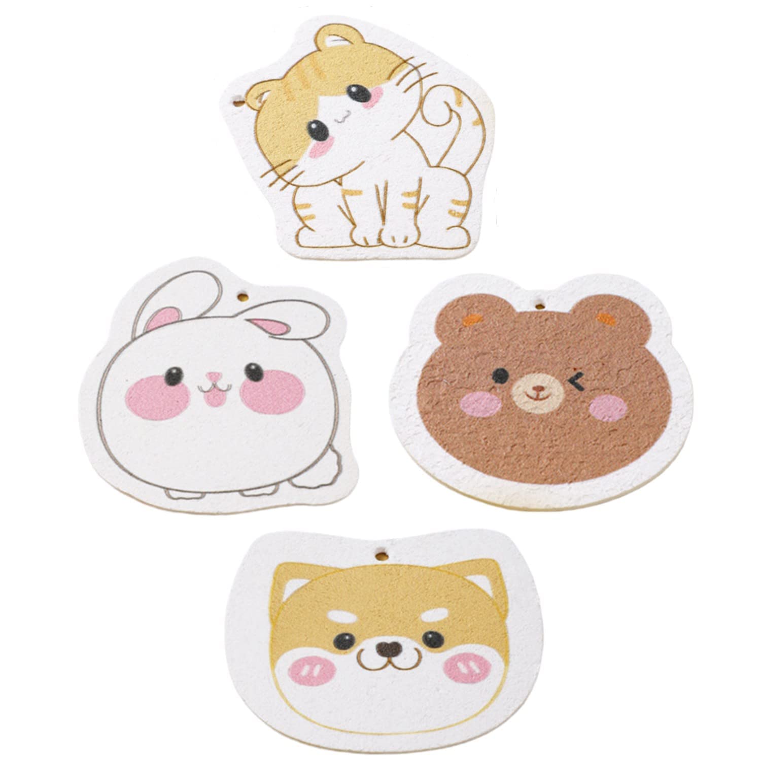 Pack of 3 Cleaning Sponge Compressed Wood Pulp Super Absorbent Sponge Block Reusable Non-Scratch Dual-Sided Dish Washing & Body Shower Sponge (Random Color & Cute Design)-image-11