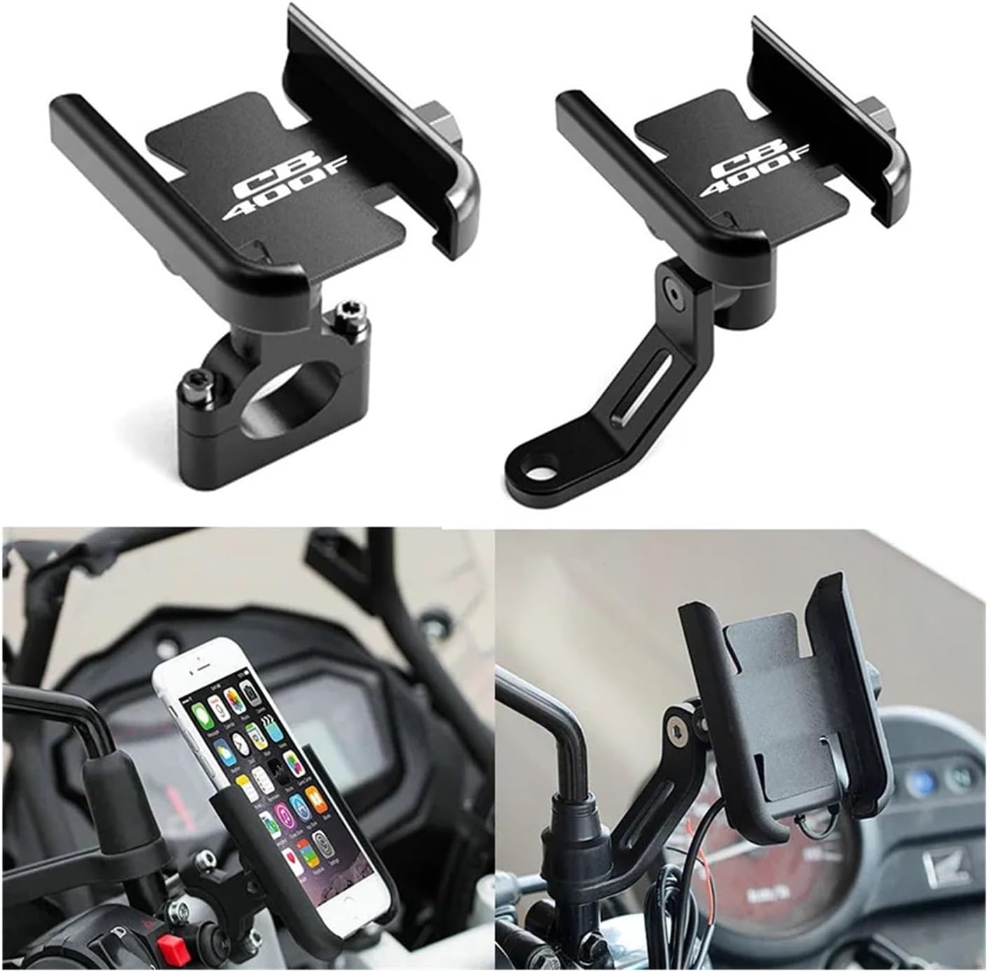 for CB400F CB 400F All Year Motorcycle Accessories Handlebar Mobile Phone Holder GPS Stand Bracket(Black)