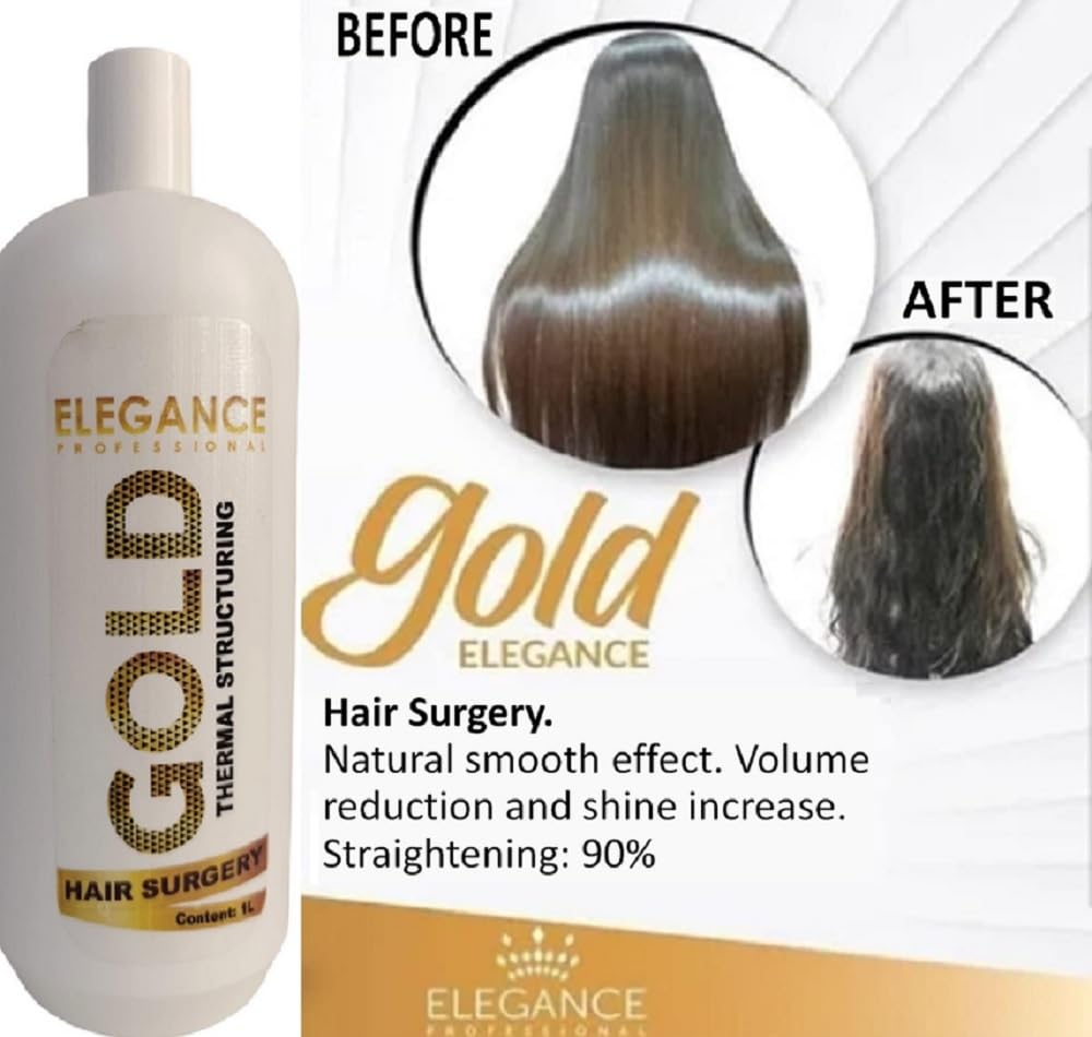 Elegance Professional Gold Hair Surgery (33.81 fl oz) – Deep Repair & Rebuilding Treatment for Extremely Dry, Bleached & Chemically Damaged Hair – Restores Porosity & Strength.