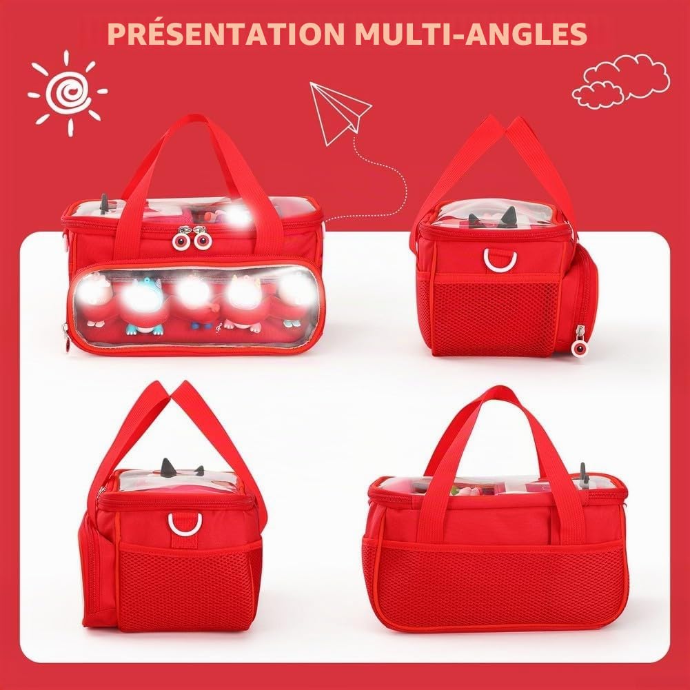 Étui de transport portable pour kit de démarrage Toniebox et figurines avec bandoulière en PVC et tissu pour lecteur audio, jouets musicaux, petits accessoires soigneusement organisés